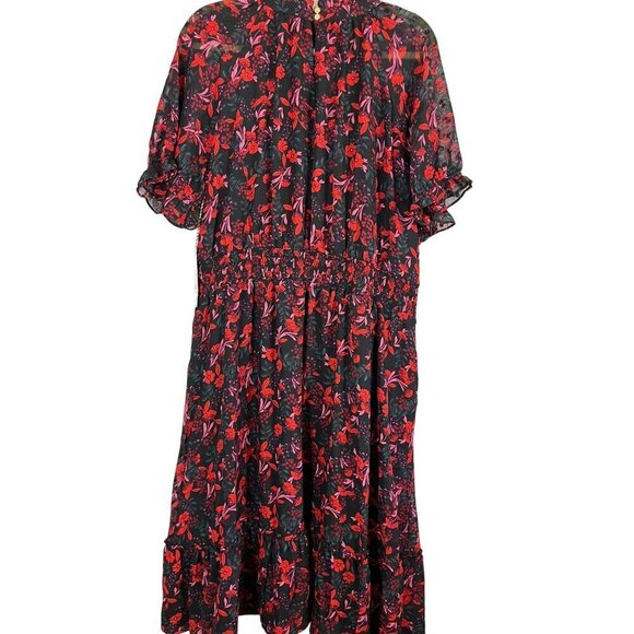 Draper James Dress 2X Red Floral Midi Clip Dot Feminine Dainty Preppy Western - Picture 14 of 16